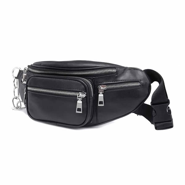 Sort taljetaske mavetaske bæltetaske crossbody taske læder sort black