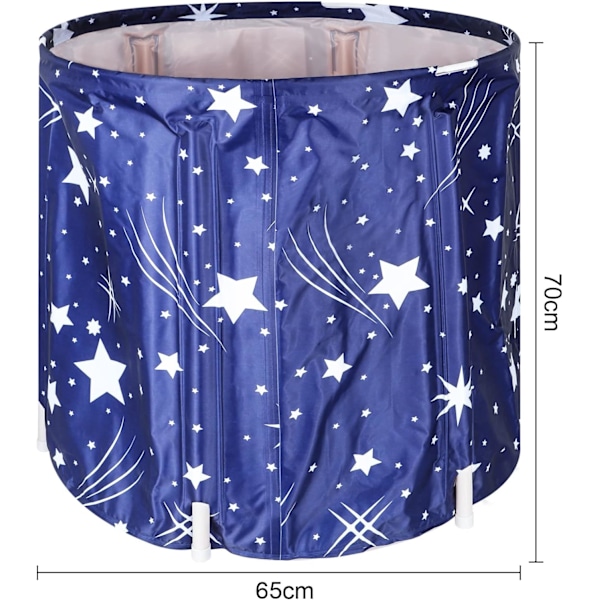 Bärbar Badkar 70 X 65CM 230L Vikbart Fristående Blötläggningsbadkar Vuxen SPA-Badkar för Student Hem Camping (Stjärnblå)