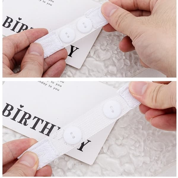 Mamma Bukse Midje Forlenger (2x15cm) - Justerbar Elastisk Knapp for Komfort Hvit