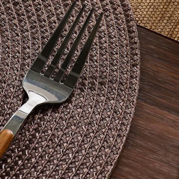 4-pack flätade runda bordstabletter brun 38cm brun brown