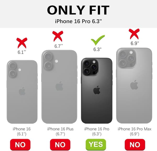 iPhone 16 Pro Deksel, Justerbart Ringstativ Full Kameralinse Beskytter Fallbeskyttelse Støtsikkert Deksel, Svart