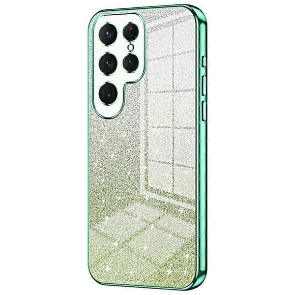 Galvaniserat gradientglitter TPU-fodral för Samsung Galaxy S25 Ultra - Grön