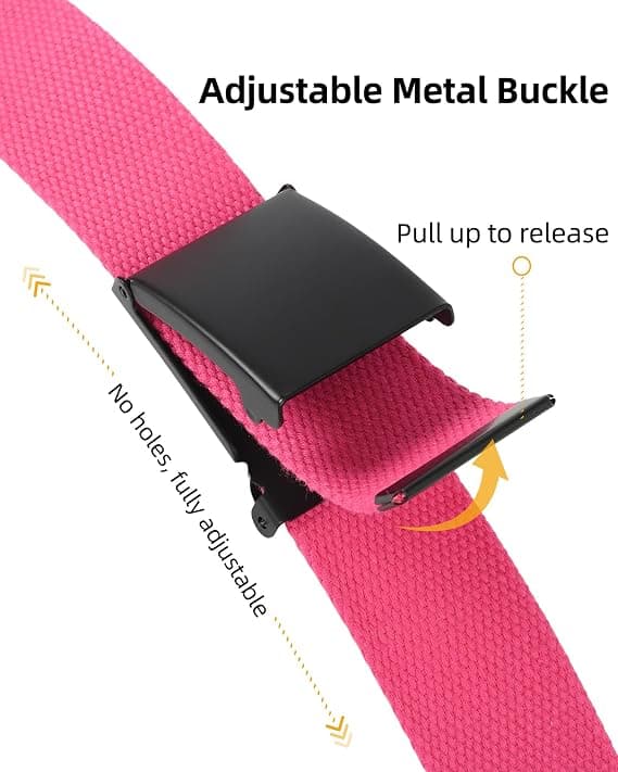 1 STK 120CM Webbing Bælte, Justerbart Åndbart Lærredsbælte Uden Huller Justerbart Design Afslappet Bælte Rose Rose 120cm