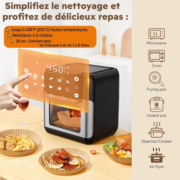 Bagepapir til airfryer (100 ark, 16 cm) — Non-stick bagepapir, velegnet til airfryers