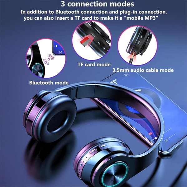 Bluetooth hovedtelefoner over øret, foldbart letvægts trådløst headset