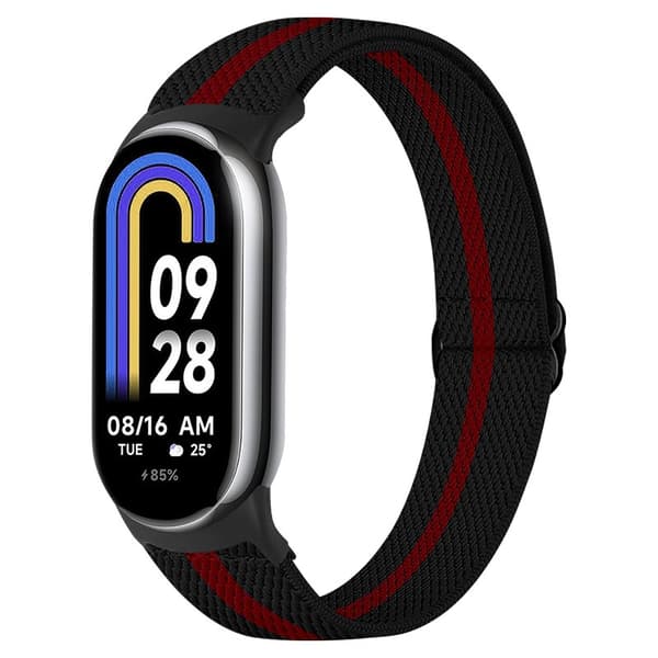 Elastisk nylonrem til Xiaomi 8/9 (14mm) rød+sort red+black