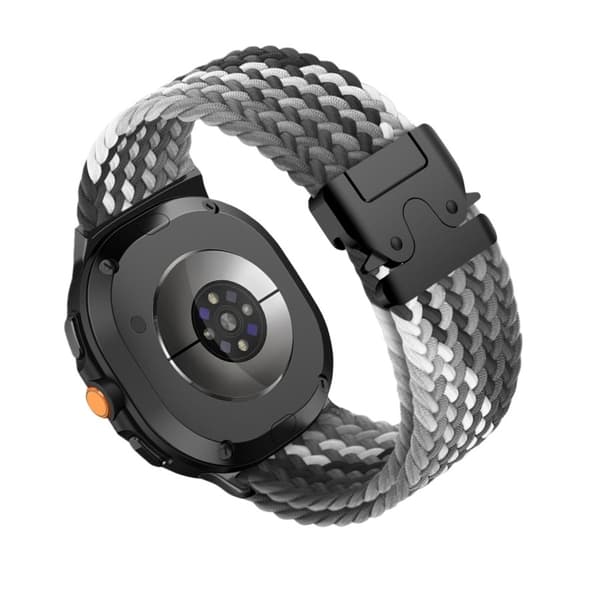 40/44 mm flätad elastisk fallskärmsspänne nylonrem kompatibel med Samsung Galaxy Watch 8 Classic Svart+Grå Black+Grey