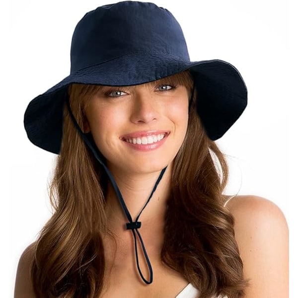 Vattentät Solhatt UPF 53+ Bucket Hat UV-skydd Marinblå
