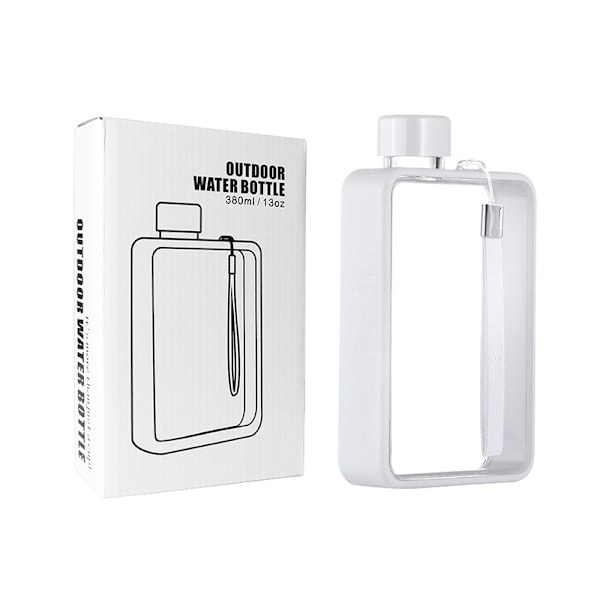 380ml Platt Vattenkopp Högkvalitativ Transparent Bärbar Fitness Sport Kvadratisk Plastvattenflaska, grå Grey