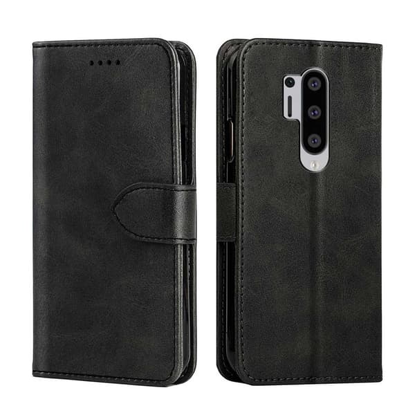 OnePlus 8 Pro Plånboksfodral Läderfodral Svart svart black