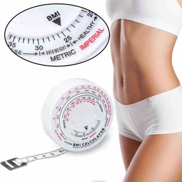 Måttband Kropp, BMI Kroppsmåttband, 150 cm Infällbart Kroppsfettmätning för Midjemått Kroppsmasseindexmätning