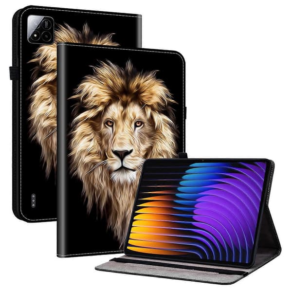 För Xiaomi Pad 7 Pro/Pad 7 Läderfodral Mönstertryckt Ställ Tablet Skydd med Kortfack