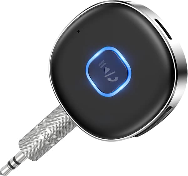 Bluetooth Biladapter, Bluetooth 5.3 Mottaker, 3.5mm Aux Bluetooth-kontakt, Bærbar Trådløs for Bilstereo/Kablede Hodetelefoner