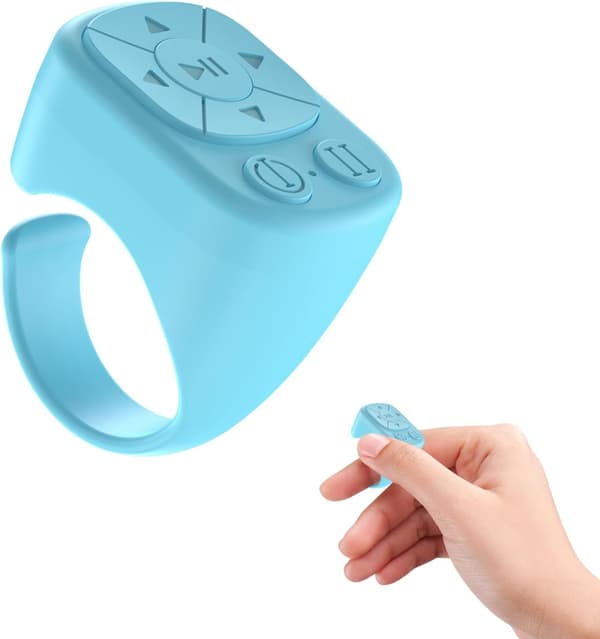 TikTok Ringfjernkontroll - Bluetooth-fjernkontroll for iPhone og iPad, Kameraknapp, Video og Musikk, Kompatibel med iOS og Android blå blå blue