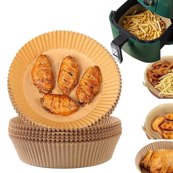 Airfryerpapir 100-pakning - 16cm Engangspapir til Airfryer Brun brown