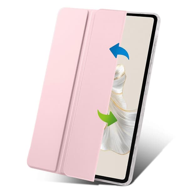 Fodral för Honor Pad 9, Tri-Fold Ställ Läder+TPU+Akryl Klar Baksida Tablet Skydd