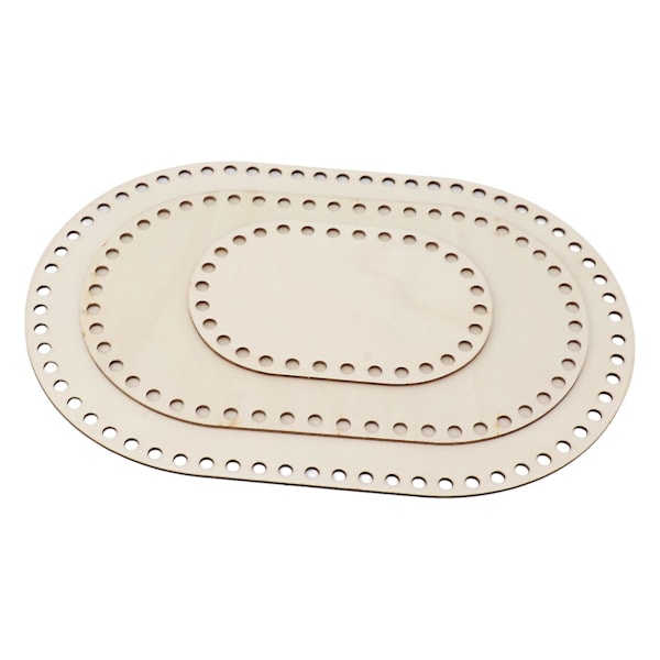 3 st Träkorgbotten Oval Blank Solid Virkad Korg Träbas för DIY Korgvävningstillbehör Hantverk