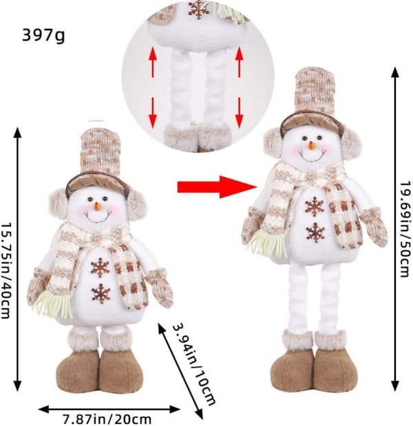 1 st Teleskopisk jul-snögubbedocka med hög hatt och justerbar höjd C