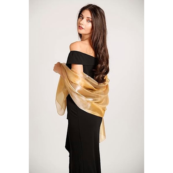 Silkeslen Pashmina Iriserande Wrap Stole Sjal för Bröllop Brud Brudtärnor Baler & Fester