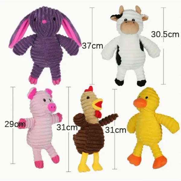 Hundleksaker, 5-pack, Plysch Hundleksaker med Pip, Blandat Värdepaket Djurleksak för Små Mellanstora Stora Hundar, Gosedjur Valp Tuggleksak