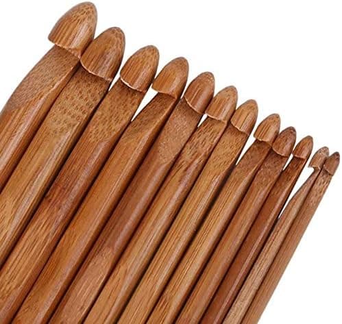 12 st Bambu Virknålar Set, 3mm till 10mm Diameter, Stickor Stickningsset, DIY Trä Stickningsnålar Kit