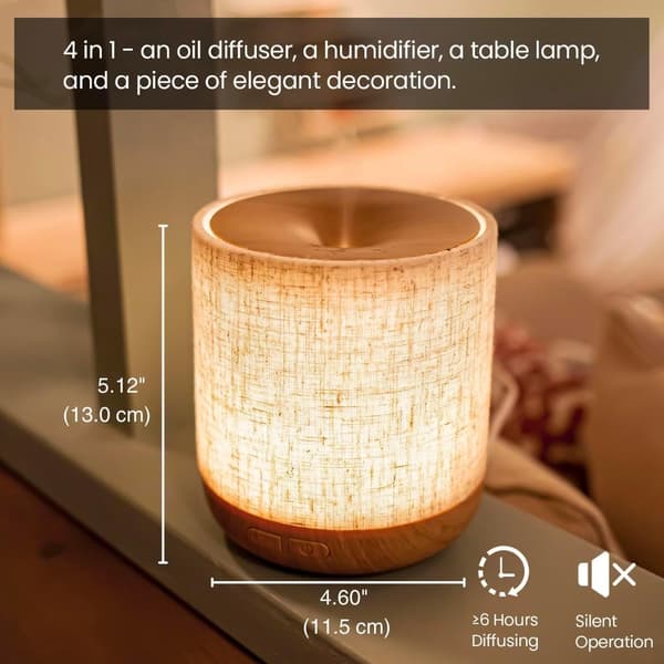 Eterisk oljediffuser 200 ml med nattlampe | Ultralyd aroma diffuser | Liten luftfukter for soverom
