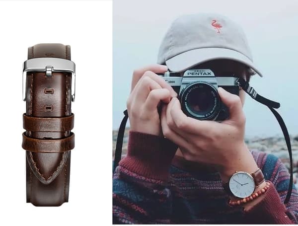 Klassisk ægte læderrem til DW ure - 19 mm mørkebrun DarkBrown