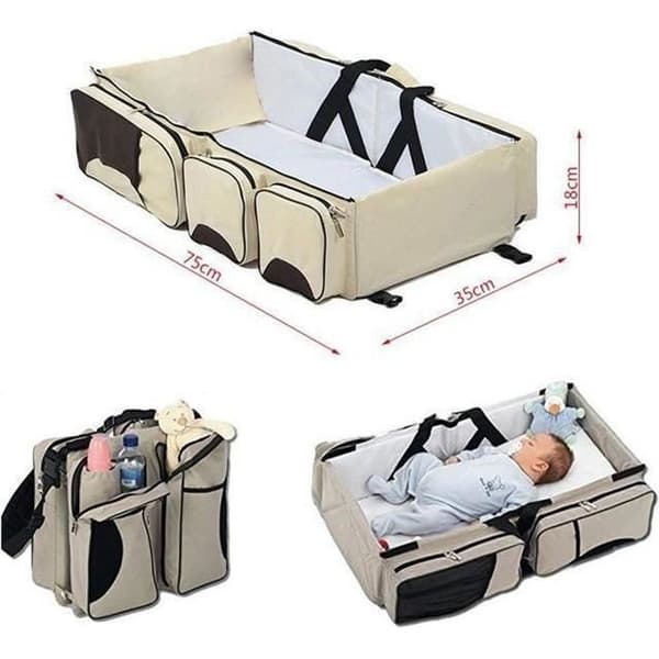 Rejseseng Pusletaske Beige Baby Mor 3 i 1 Rejsetaske Seng Sammenklappelig Seng