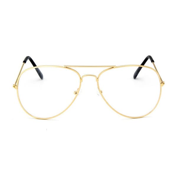 Retro Pilot Aviator Briller Guld Klare Linser Uden Styrke guld gold