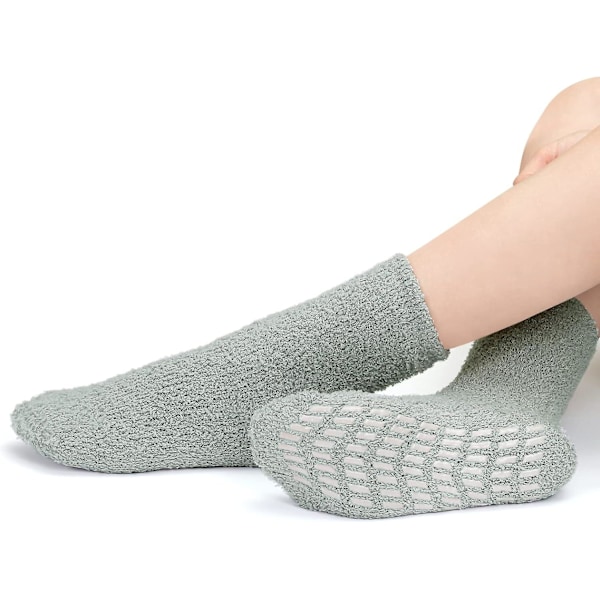 Fluffiga Strumpor Dam - 6 Par Varma Vintertofflor Termostrumpor Mjuka Fleece Mysstrumpor Flickor Plysch Bekväma Luddiga Sängstrumpor Med Halkskydd