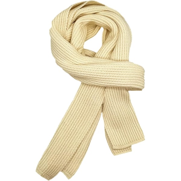 Varm höst- och vinterhalsduk, Unisex enfärgad vinterhalsduk i stickad garn white