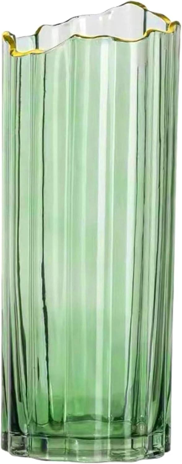 Hög glasvas för blomvas Tung stor cylindervas Heminredning Grön 12x30cm