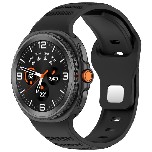 Stilfuld silikonerem til Galaxy Watch8 & Watch Ultra2 Sort Black