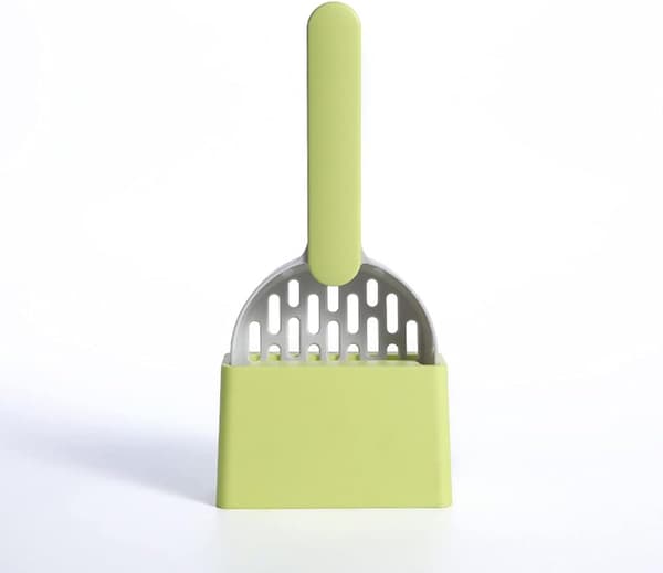 Ny, tjockare, elegant tvåfärgad kattsandsskopa, grågrön