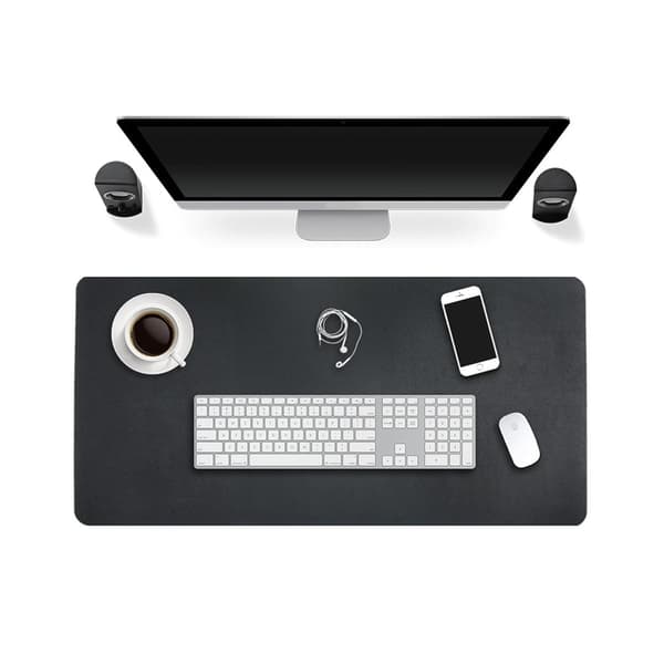 Sort skrivebordsmåtte PU læder 120x50cm sort black
