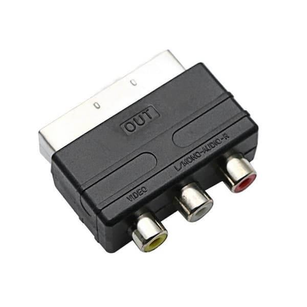 Scart til 3 RCA Phono Adapter Konverter AV TV Lyd Til Video DVD Fjernsyn