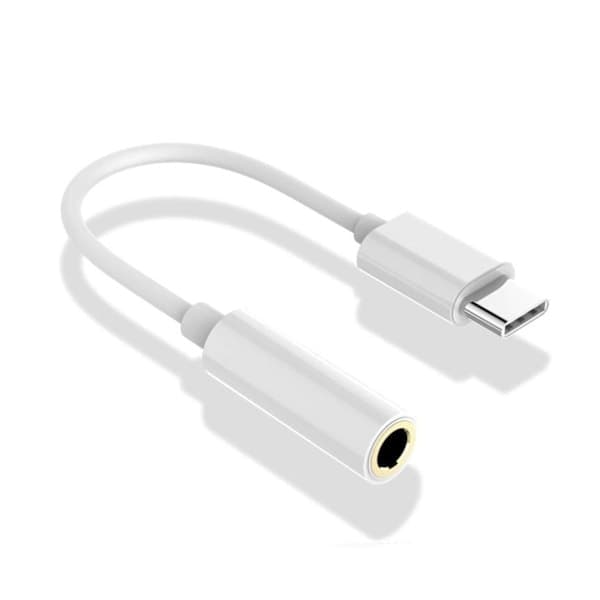 DAC USB C til 3,5 mm AUX-adapter til hovedtelefoner Højttalere hvid