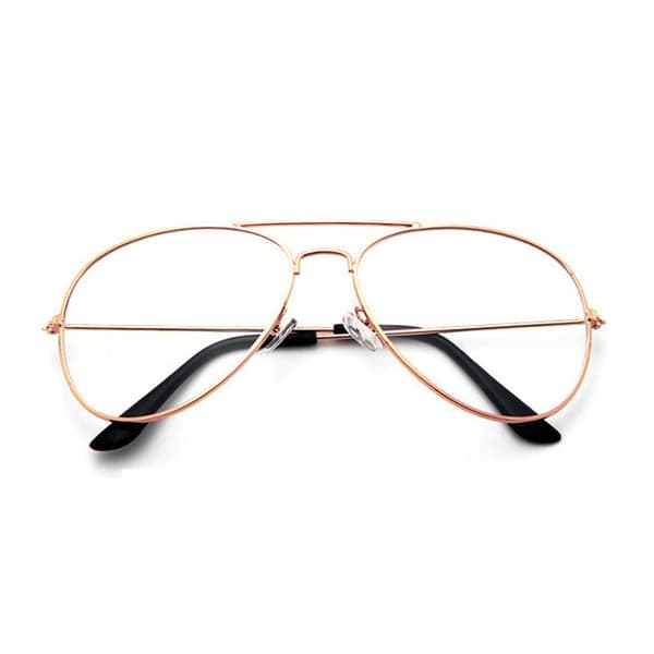 Retro Pilot Aviator Glasögon i Roséguld Klara Linser Utan Styrka