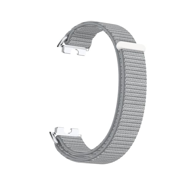 Stilig nylonrem til Huawei Band 10/9/8 med metalladaptere Grå Grey