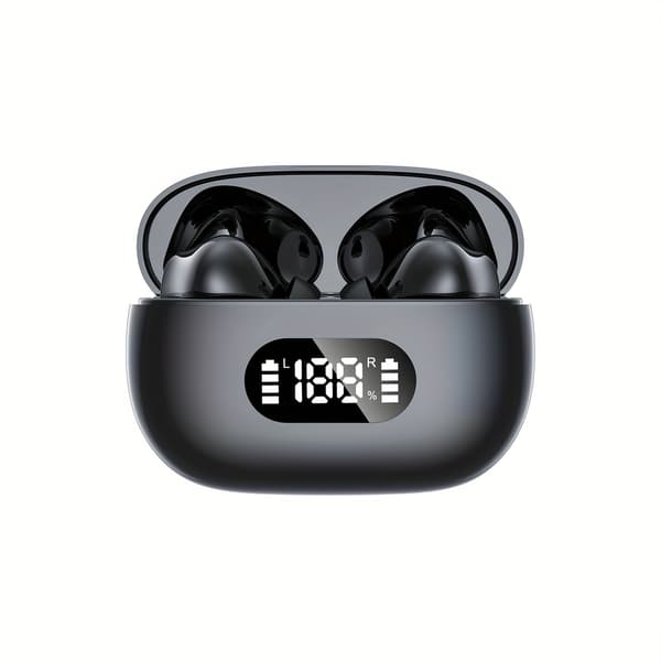 Trådløse Bluetooth In-Ear Hovedtelefoner med LED Opladningsetui og Mikrofon Sort black
