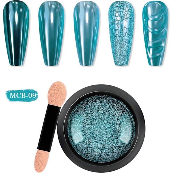 Krom Nagelpulver, Spegel Holografisk Nagelglitter Metalliskt Krompulver Reflekterande Glansigt Nagelpulver Pigment Manikyr
