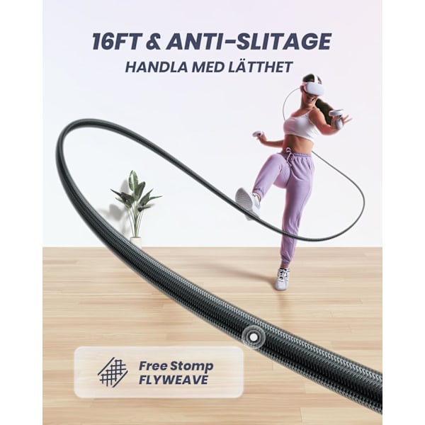 Kabel med laddningsport [5m], Kompatibel med Oculus Meta Quest 3/ 2/1 Höghastighets ​​2.5Gbs USB C-data för VR-headsetstillbehör