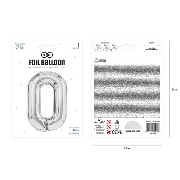 Folieballong Siffra 0 Silver 40 cm silver