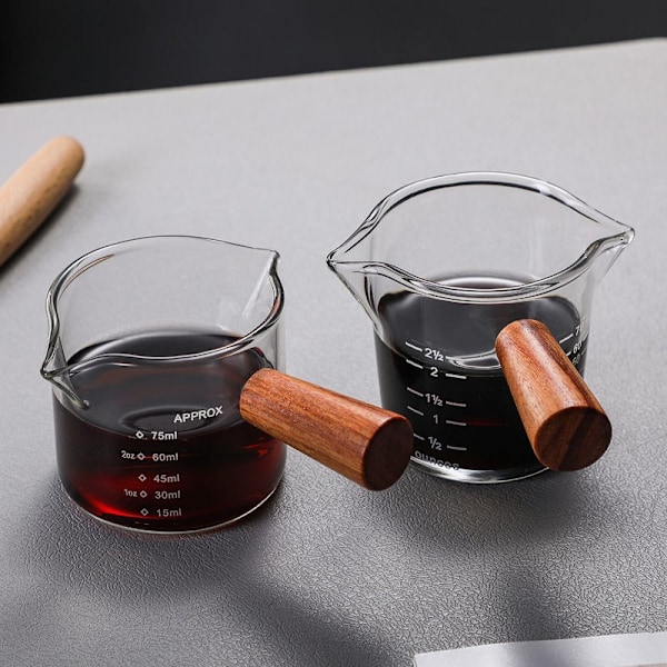Espresso Koppar Set om 2, 100ML Dubbla Pipar Koppar, Espresso Shotglas, Mjölkkopp med Handtag, Klar