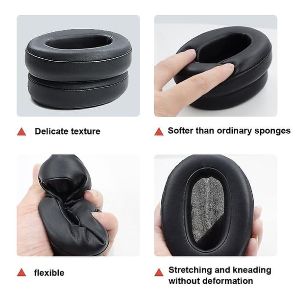 2 stk. øreputer for SONY WH-XB900N Protein Skin Utskiftbare øreputer black