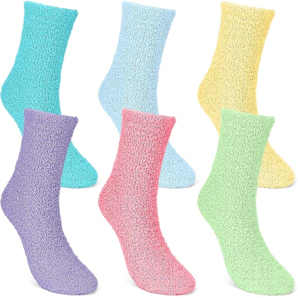 Fluffiga Strumpor Dam Vinter Varma Tofflor Strumpor - 6 Par Mjuka Fleece Mysiga Strumpor Flickor Plysch Bekväma Luddiga Sängstrumpor