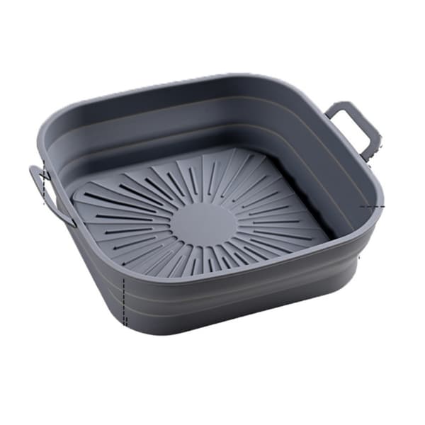 Sammenleggbar firkantet airfryer silikonform 17,5 cm grå