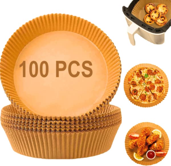 Bagepapir til airfryer (100 ark, 16 cm) — Non-stick bagepapir, velegnet til airfryers
