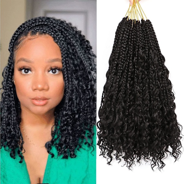 Virknålsflätor Hårförlängningar - Förhandsloopade Box Braids Förlängningar (8 Förpackningar)