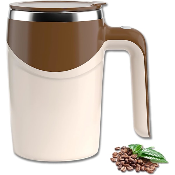 Uppladdningsbar Självrörande Mugg, Självrörande Kaffemugg Automatisk Magnetisk Rörande Kaffemugg Självblandande Kaffemugg Roterande Brown